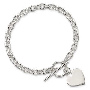 Sterling Silver Engraveable Heart Toggle Bracelet